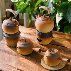 Juego de tetera de cerámica rústica: teteras Kyusu de estilo japonés, tetera vintage, regalo tradicional para la ceremonia del té, ideal para los amantes del té.