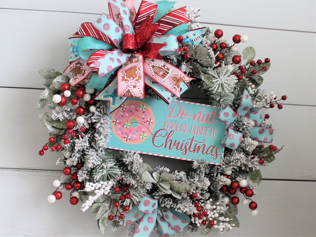 Whimsical Pastel Christmas Wreath Pink Blue Front Door - Etsy