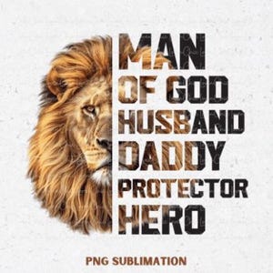 Hombre de Dios PNG: Diseño cristiano de sublimación para el Día del Padre (Descarga digital)