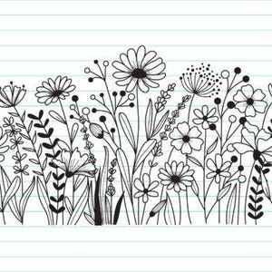 Handgetekende bloeiende wilde bloemen SVG, PNG, EPS, Dxf, Pdf | Botanische bloem clipart voor Cricut & Silhouette Crafts