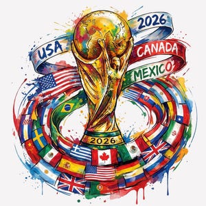 FIFA World Cup 2026 PNG | Soccer Championship Sublimation Design | Football Fan Digital Download image 1