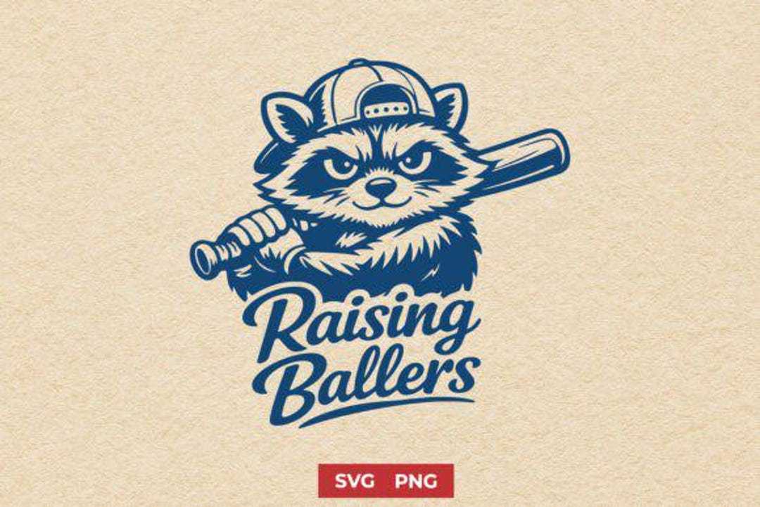 Baseball Mom SVG, Raising Ballers Raccoon Design (SVG, PNG) - Etsy