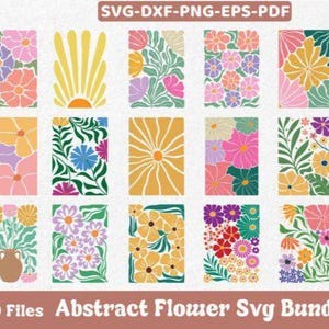 Abstract flower Svg and png Bundle, flower svg, Retro Flower Svg, boho flower svg, Floral png, Boho floral Png svg, Groovy flower svg