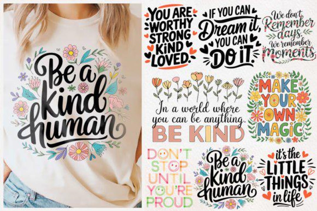 Retro Kindness SVG PNG Bundle, Inspirational Designs (digital Download ...