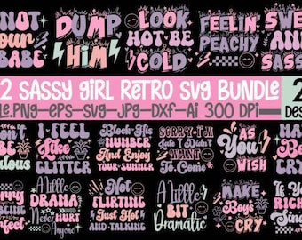 Y2K Sassy Girl Retro SVG Bundle | Trendy Cute Girly Quotes | SVG PNG | Cricut Silhouette Digital Download
