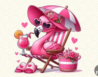 Summer Flamingo PNG: Tropical Sublimation Design (Instant Download)