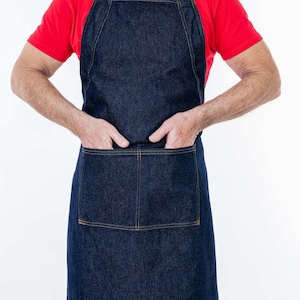 Work Apron Made Of Cotton Denim With Pockets - For Waiters, Gardeners, People In The Food Industry, Hotel, Restaurant, Cleaning Business