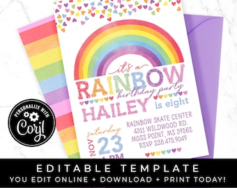 rainbow invitations etsy