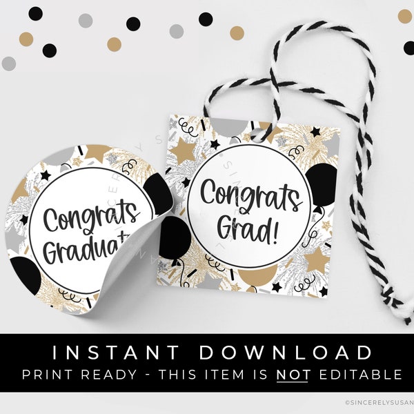 Instant Download Congrats Grad Tag, Congratulations Graduate Printable Gift Tag, Class of 2023 Graduation Cookie Tag, #263AID VIP