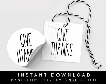 Download istantaneo Ringrazia il biscotto Tag stampabile, etichetta regalo di ringraziamento con testo minimo ispirato alla fattoria 2" pollici quadrati rotondi, #200DID VIP