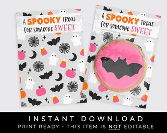 "Sofortiger Download Halloween Mini Cookie Karte, ""gruseliger Hingucker für Jemanden"" Süßes Printable Cookie Backer 9,5 x 12,5 cm" #179CID VIP."