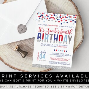 4th of July Birthday Invitation Patriotic Stars Red White & Blue Little Firecracker Birthday Template Download Printable Invite Corjl 065A image 8