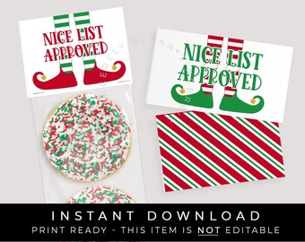 Download instantâneo da bela lista do Papai Noel aprovada para sacos de biscoitos de Natal, presente para impressão para biscoitos de Natal, presente do Papai Noel, # 191CID VIP