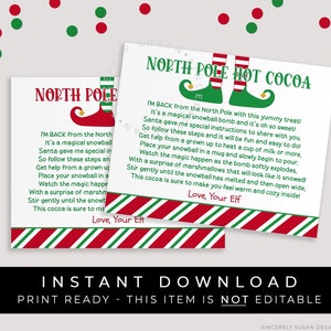 Instant Download 4x5 Card Elf Hot Cocoa Bomb, I'm Back Welcome Elf Christmas North Pole White Chocolate Snowball Bomb Directions #199BID VIP