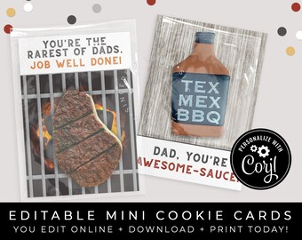 CUSTOMIZABLE Father's Day Grilling Cookie Card Dad BBQ Grill Awesome Sauce Job Well Done Personalized Printable Download Corjl #132 VIP