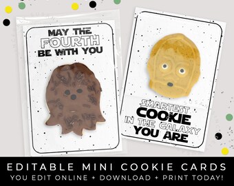 CUSTOMIZABLE Star Wars Cookie Cards, Space Galaxy May the Fourth Be With You Personalized Gift, Printable Cookie Packaging, Corjl #114W VIP