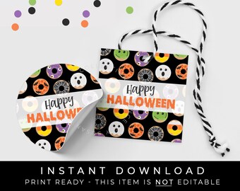 Süßer Süßer Halloween Donut Cookie Tag zum ausdrucken, Süßer Halloween Halloween Cookie, Süßes Süßes oder Saures, #183B1ID VIP