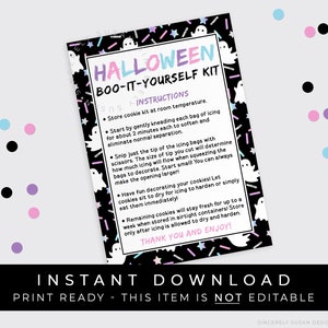 Sofortiger Download Halloween DIY Geist Cookie Kit Anleitung Druckbare Karte, Boo it Yourself Cookie Dekorieren Kit Verpackung, #154BID VIP