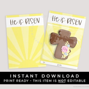 Carte à biscuits de Pâques, il est ressuscité à téléchargement immédiat imprimable, mini carte de biscuits de Pâques, croix de Jésus, sépulture, Sonshine, lever du soleil, VIP #290ID