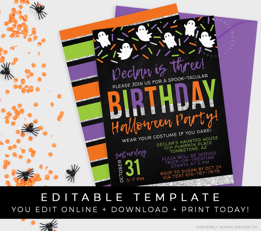 Halloween Birthday Invitation Printable Kids Halloween Invite Costume ...