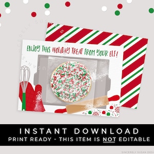 Instant Download Elf Mini Cookie Card Afdrukbaar, Elf Return Gift Cookie Bakken Kerstvakantie Traktatie Verpakking 3,5 x 5", #191AID VIP