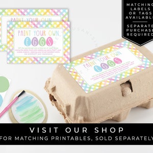 Instant Download PYO Easter Eggs Cookies Tag, Printable Spring Plaid Paint Your Own Eggs Cookie Directions Square Tag Label, 256BID VIP image 10