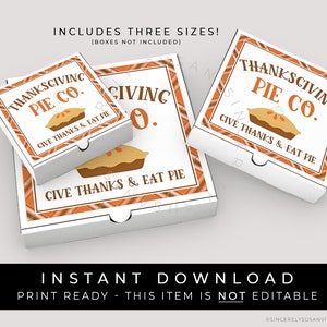 Download instantâneo de mini tortas de ação de graças, etiqueta de caixa de biscoitos para impressão, mini fatia de torta de abóbora, etiqueta adesiva quadrada de outono, # 286ASM VIP
