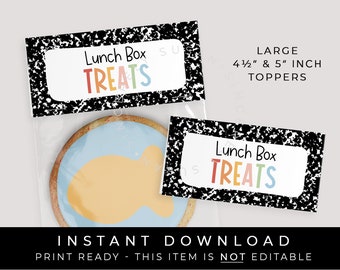 Download istantaneo Grande scatola per il pranzo Topper per borsa, composizione Confezione per biscotti stampabile per il rientro a scuola, #299AID VIP