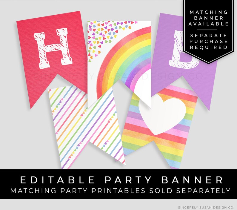 Rainbow Birthday Favor Tags Printable Thank You Gift Tag Editable ...