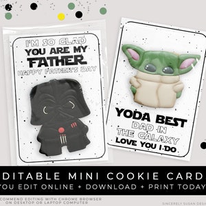 CUSTOMIZABLE Father's Day Star Wars Cookie Cards, Dad Galaxy Space Trooper Personalized Printable Gift Card Cookie Packaging Corjl #122W VIP