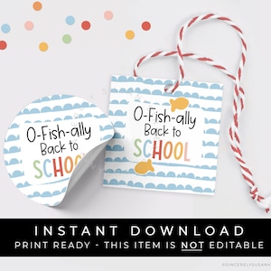 Descarga instantánea O-FISH-ally Etiqueta de galleta de regreso a la escuela, Etiqueta de regalo de regalo BTS Goldfish del nuevo año escolar, #300AID VIP