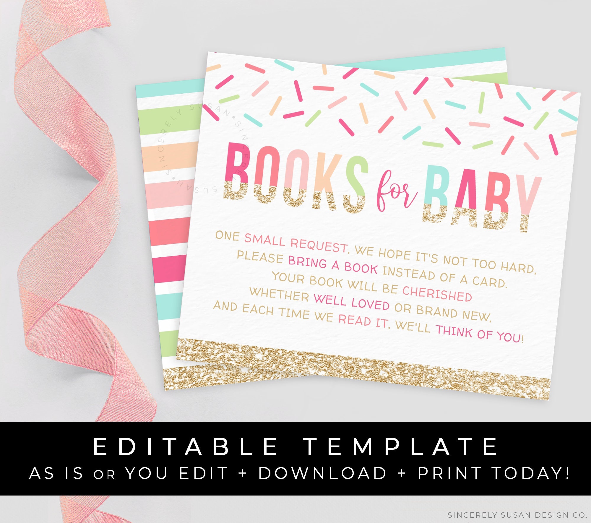 Sprinkles Books for Baby Insert Card Baby Shower Gift Book - Etsy