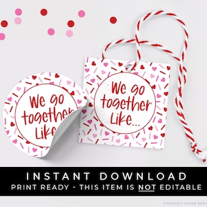 Instant Download We Go Together Like Valentine Cookie Tag, Red Pink Heart Sprinkles Cookie Tag, Cookie Pairs Valentine Gift Tag, #226EID VIP