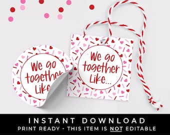 We Go Together Valentinstag Cookie Tag, rot rosa Herz Streusel Cookie Anhänger, Cookie Paar Anhänger, #226EID VIP