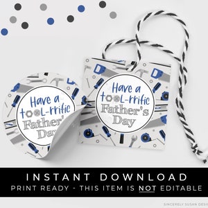 Instant Download Vaderdag Tools Gift Tag Afdrukbaar voor papa, Heb een TOOLrrific Vaderdag Cookie Tag, #274DID VIP