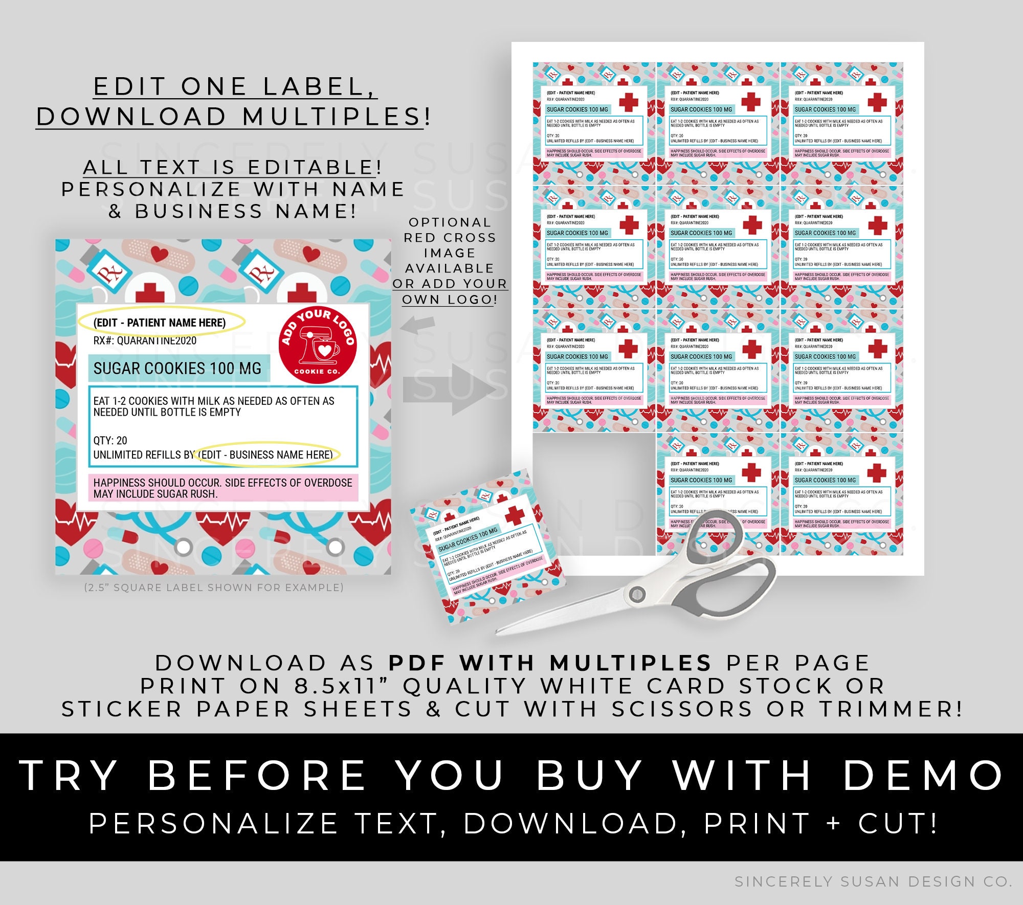 CUSTOMIZABLE Cookie Prescription Label, RX Chill Pills Cookie Sticker ...