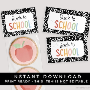 Instant Download Back to School Bag Topper, Composition Printable Mini Cookie Topper, #299CID VIP