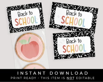 Instant Download Back to School Bag Topper, Composition Printable Mini Cookie Topper, #299CID VIP