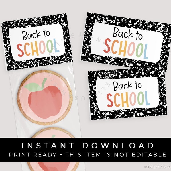 Instant Download Back to School Bag Topper, Composition Printable Mini Cookie Topper, #299CID VIP