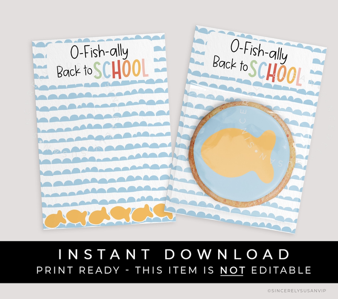 Instant Download O-fish-ally Back to School Cookie Card Printable ...