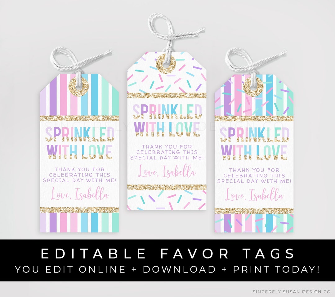 Baby Sprinkle Shower Party Favor Thank You Tag Girl Sprinkled With Love ...