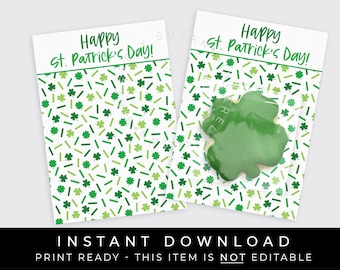 Instant Download Happy St. Patrick's Day Mini Cookie Card, Printable Shamrock Sprinkles Lucky Clover Cookie Treat Tag Gift Card, #242AID VIP