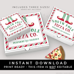 Instant Download Mini North Pole Pizza Co. Elf Delivery Pizza Box Label, Overnight Pizza Cookie Tag Sticker Christmas Printable, #191BPZ VIP