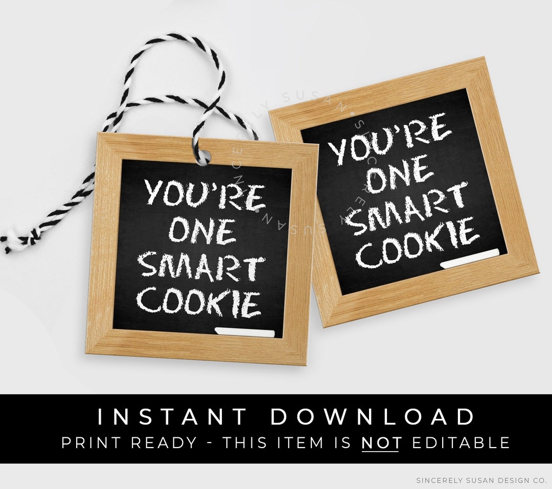 Instant Download Chalk Board One Smart Cookie Tag, Printable Smart ...