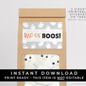 Instant Download Bag of BOOS Ghost Cookies Printable Label, Halloween Cookie Packaging Ghost Cookies Sticker or Tag, #156bobID VIP