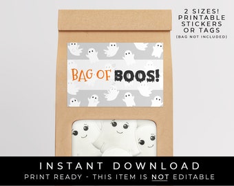 Instant Download Bag of BOOS Ghost Cookies Printable Label, Halloween Cookie Packaging Ghost Cookies Sticker or Tag, #156bobID VIP