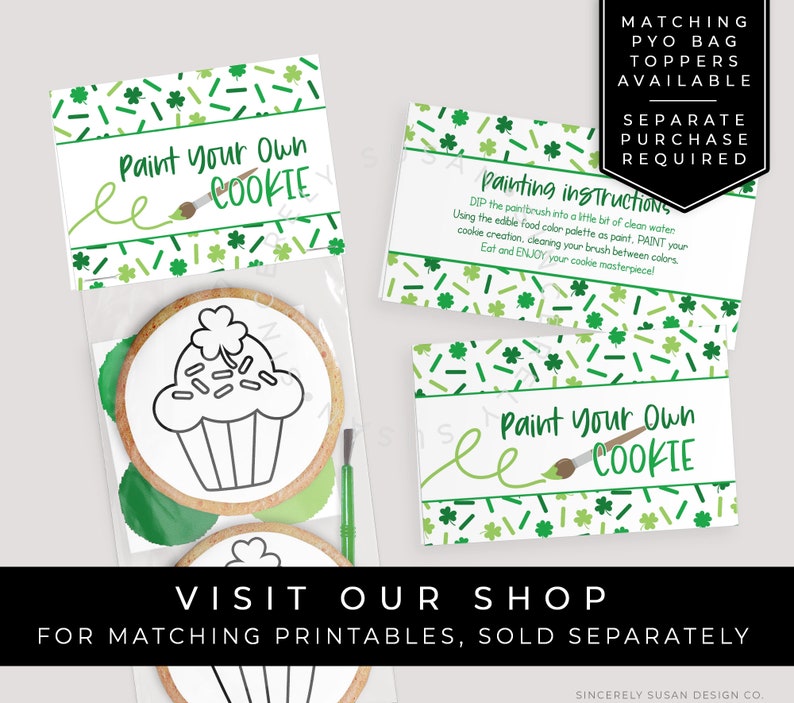 CUSTOMIZABLE Happy St. Patrick's Day Cookie Tag Printable, Shamrock Sprinkles Lucky 4 Leaf Clover Editable Sticker Gift Tag, Corjl 242 VIP image 10