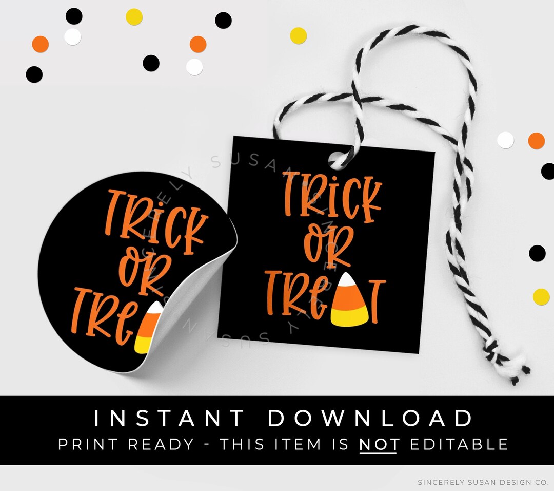 Instant Download Candy Corn Trick or Treat Halloween Tag, Printable ...