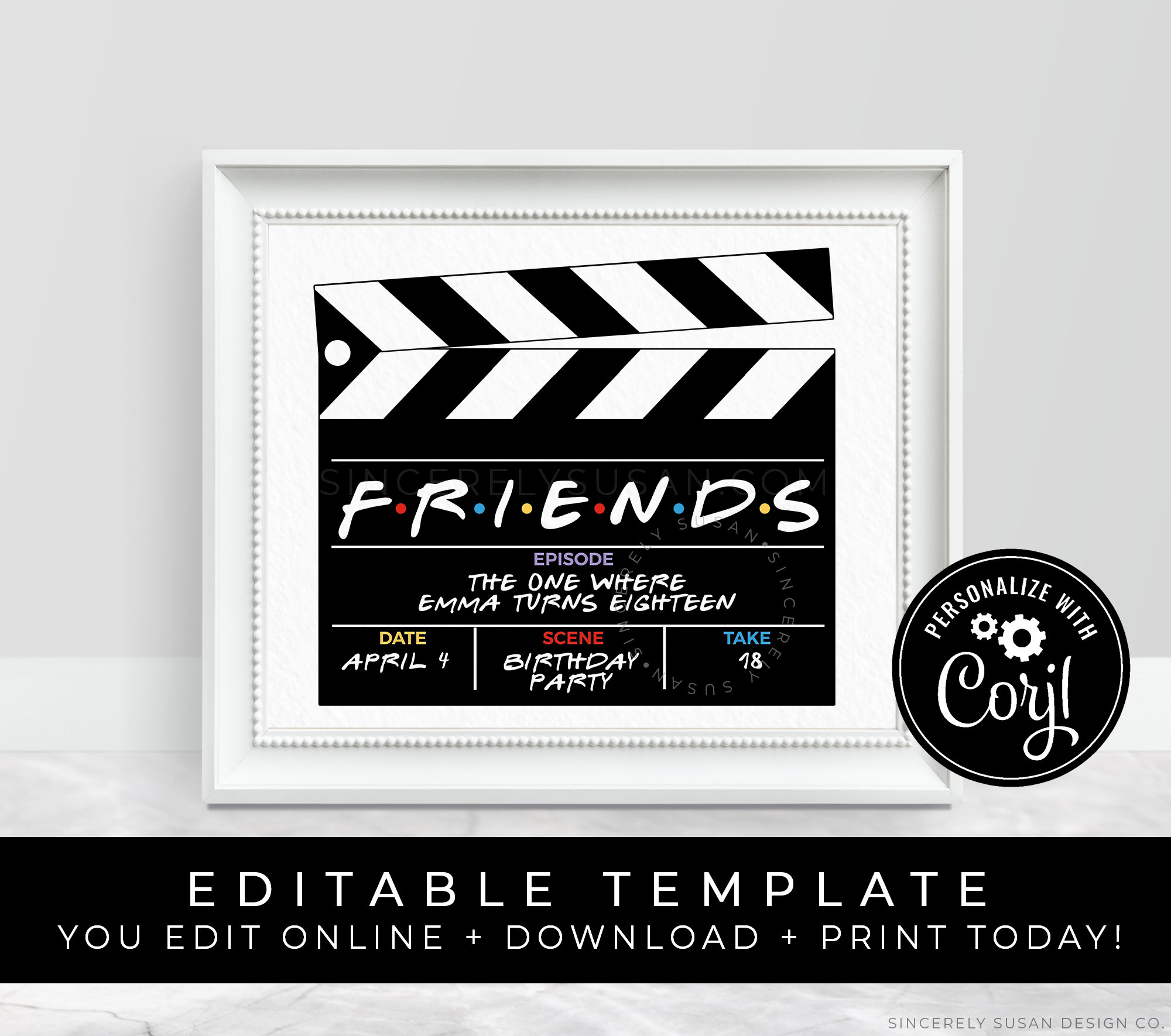 Friends TV Show Party Sign Episode the One With the Hollywood