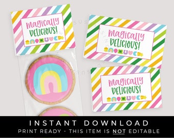 Instant Download Magically Delicious Bag Topper, Printable Lucky Marshmallow Cereal Cookie Topper Rainbow for St. Patrick's Day, #101AID VIP